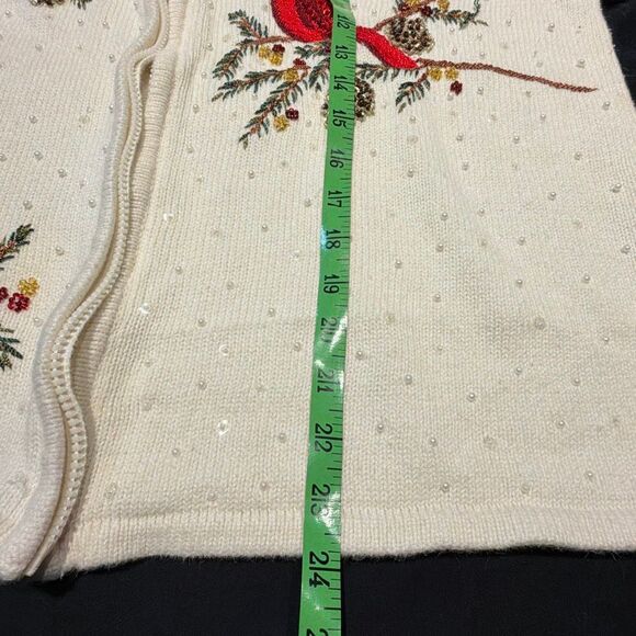 Tiara International Cardinal Christmas Cardigan Embellished Sweater XL - Picture 7 of 8